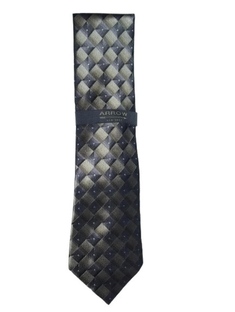 Arrow Geometric 100% Silk Tie Shades of Gray Silver Black 57" x 3.5"